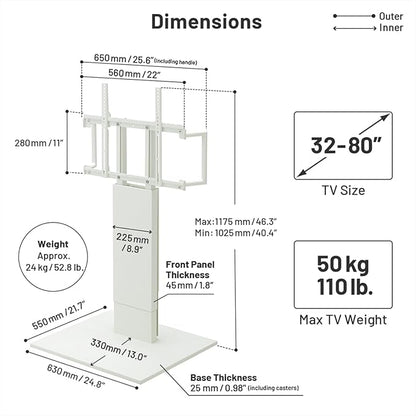 WALL V5 Low Type | Minimalist Rolling TV Stand for 32–80 Inch | Walnut | Portable, Space Saving, Height Adjustable, No Drill | for Living Room and Bedroom | Japan-Engineered Design