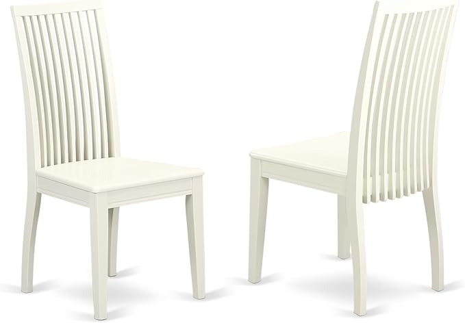 East West Furniture LGIP9-LWH-W 9 Piece Dining Table Set Includes a Rectangle Dining Room Table with Butterfly Leaf and 8 Wooden Seat Chairs, 42x84 Inch, Linen White