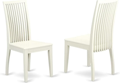 East West Furniture LGIP5-LWH-W 5 Piece Dining Room Table Set Includes a Rectangle Kitchen Table with Butterfly Leaf and 4 Dining Chairs, 42x84 Inch, Linen White