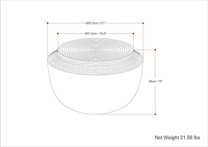 SIMPLIHOME Timmons Coffee Table - 21 inch Wide Cast Aluminum Round Living Room Table in Antique Brass, Industrial Center Table for Compact Spaces with Sculptural Base and Raised Tabletop, Assembled