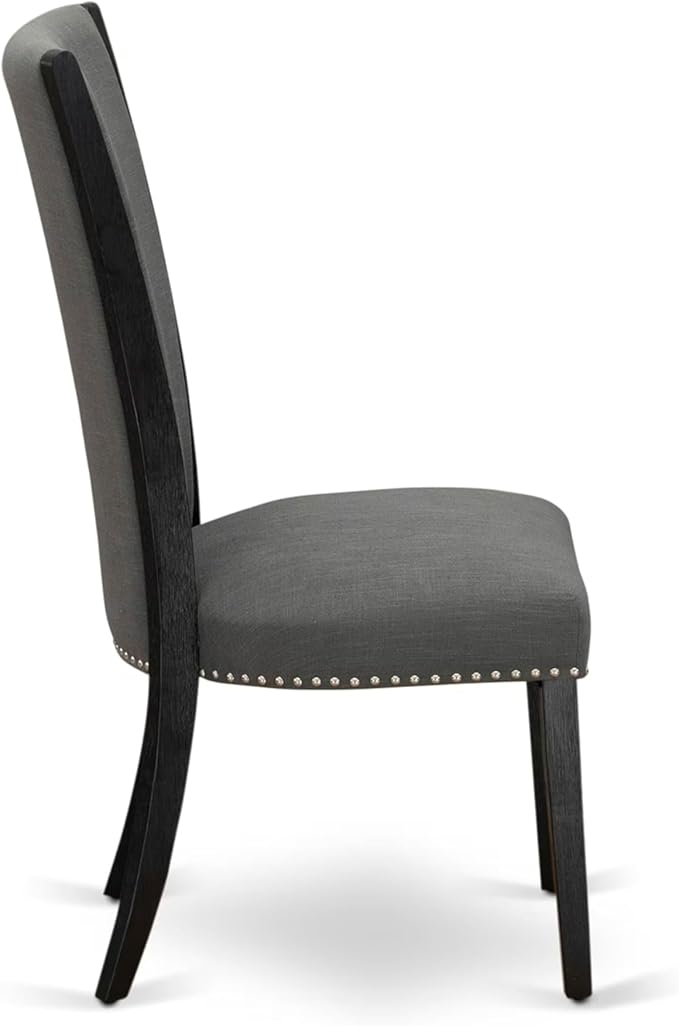 East West Furniture V696VE650-5 5 Piece Dining Set Includes a Rectangle Dining Room Table with V-Legs and 4 Dark Gotham Linen Fabric Parsons Chairs, 36x60 Inch, Multi-Color