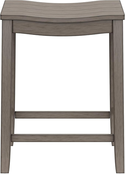Hillsdale Fiddler Wood Backless Counter Height Stool with Saddle-Style Seat, Aged Gray