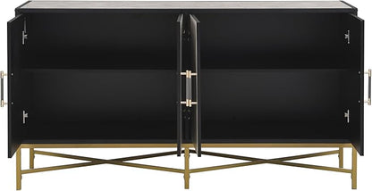Merax Sideboard Buffet Cabinet with Storage, 4 Door Modern Cupboard w/Cross-Leg Design, Console Table for Kitchen, Dining/Living Room, Grey
