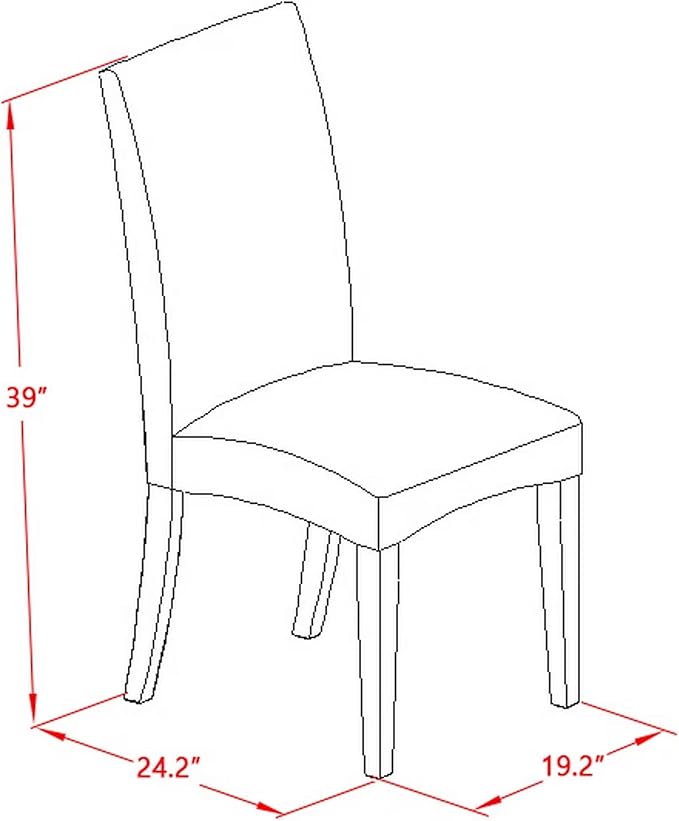 East West Furniture V676DR124-7 7 Piece Dining Room Table Set Consist of a Rectangle Dining Table with V-Legs and 6 Black Color Linen Fabric Upholstered Chairs, 36x60 Inch, Multi-Color