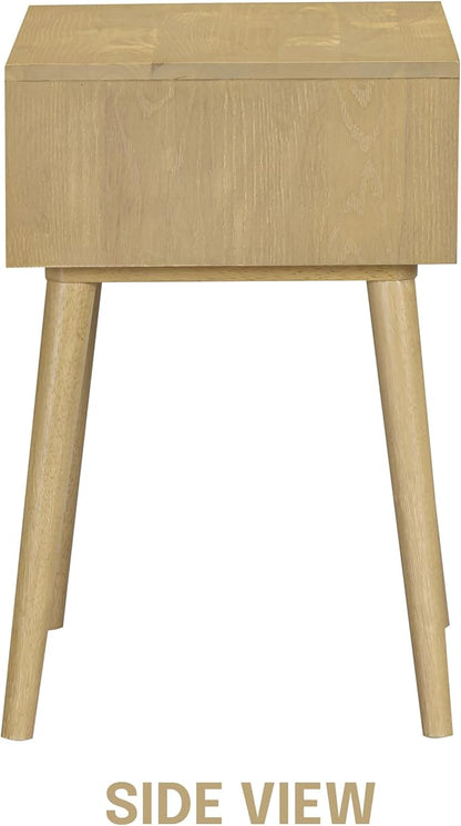 NTC Zoe Solid Wood Nightstand, Mid Century Modern Side Table Bedroom, Bedside Furniture, Night Stand, End Table, Easy Assembly - Sand