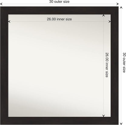 Amanti Art Brown Bathroom Mirror for Over Sink, 32x32 Furniture Espresso Square Vanity Mirror, Large Casual Frame, Hangs Horizonally and Vertically, Bathroom Wall Decor, Non-Beveled Edge from WI, USA