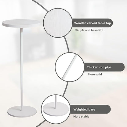 Small Side Table, Metal Round Drink Table, Desktop Diameter 9.99“ for Living Room Bedroom Small Spaces Sofa Couch Chair, White