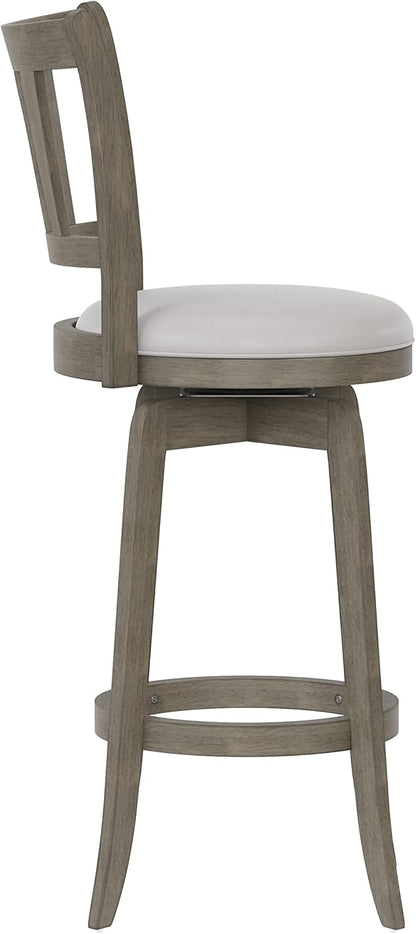 Hillsdale, Presque Isle Wood Bar Height Swivel Stool, 19"D x 17.5"W x 43.5"H, Aged Gray