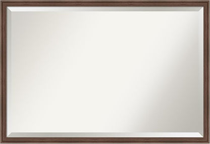 Amanti Art Brown Wall Mirror 26x38 Florence Medium Brown Rectangle Bathroom Mirror for Wall Decor Living Room, Large Casual Frame, Hangs Horizonally and Vertically, Bathroom Decor, Beveled Edge