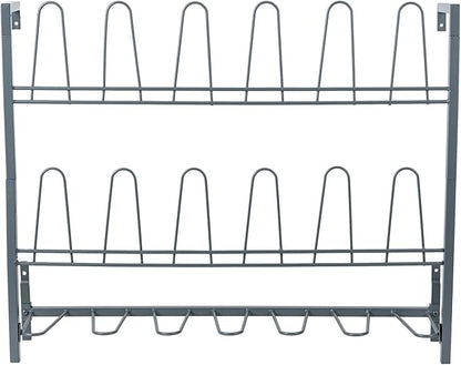 MyGift Premium Urban Gray Metal Hanging Shoe Rack for Walk in Closet, Mudroom and Entryway, Wall Mounted Space Saving Organizer for Shoes and Boots, Holds 9 Pairs