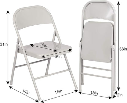 VECELO Metal Folding Chairs 4 Pack, Double Hinged Steel Frame Easy Foldable&Stackable for Office Kitchen Dinning Wedding Patio and Garden