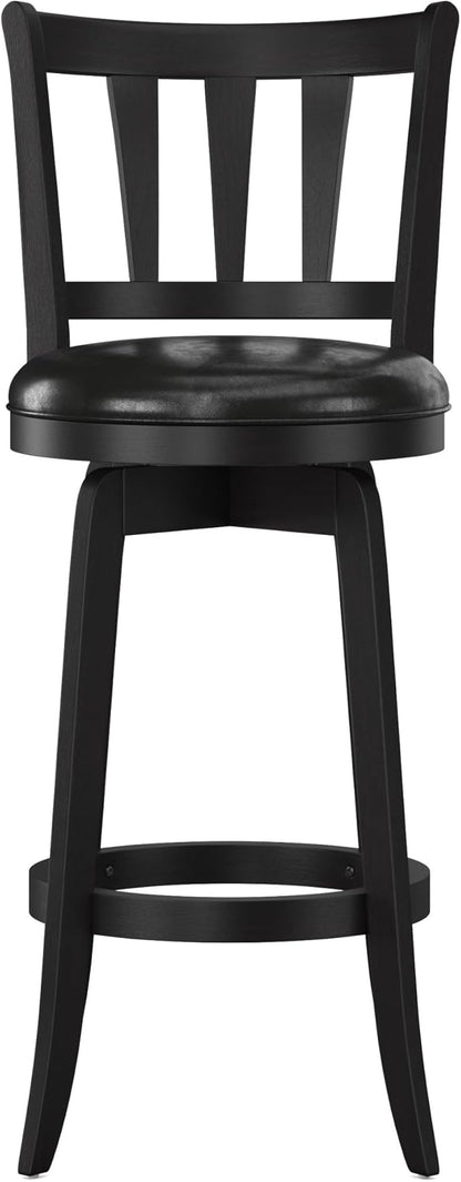 Hillsdale Presque Isle Wood Swivel Stool with Faux Leather Seat, Bar Height, Black