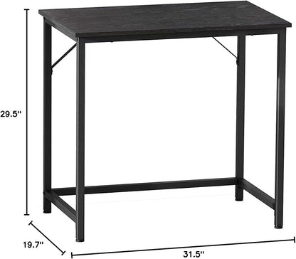 VASAGLE Computer Desk, Gaming Desk, Home Office Desk, for Small Spaces, 19.7 x 31.5 x 29.5 Inches, Industrial Style, Metal Frame, Black with Wood Grain ULWD038B56