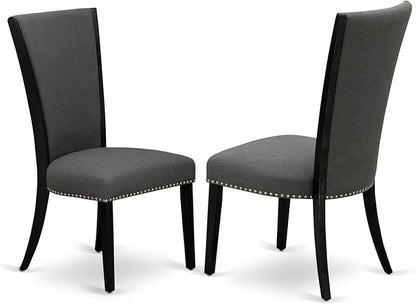 East West Furniture V676VE650-5 5 Piece Dining Set Includes a Rectangle Dining Room Table with V-Legs and 4 Dark Gotham Linen Fabric Parson Chairs, 36x60 Inch, Multi-Color