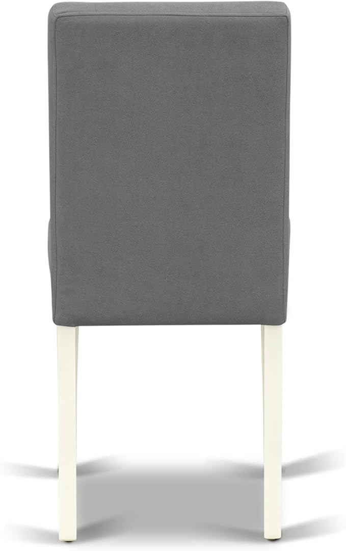 East West Furniture VAAS9-LWH-41 9 Piece Modern Dining Table Set Includes A Dining Table and 8 Platinum Gray Polyester Fabric Parson Dining Chairs with Stylish Back- Linen White Finish