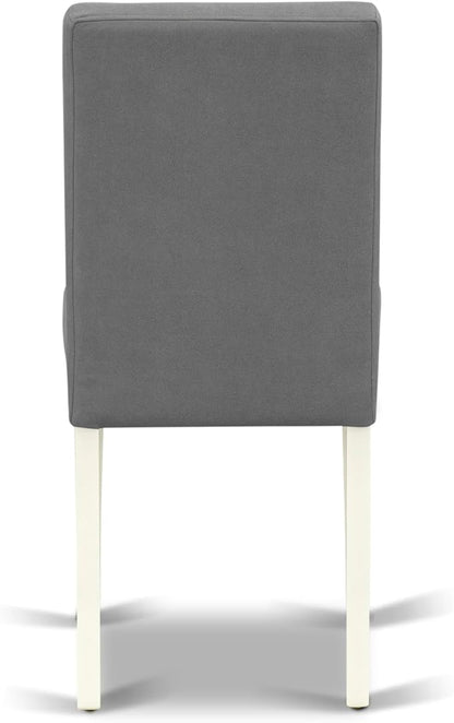 East West Furniture ANAS3-LWH-41 3 Piece Kitchen Table Set consists A Wooden Table and 2 Platinum Gray Polyester Fabric Person Chairs with Stylish Back- Linen White Finish