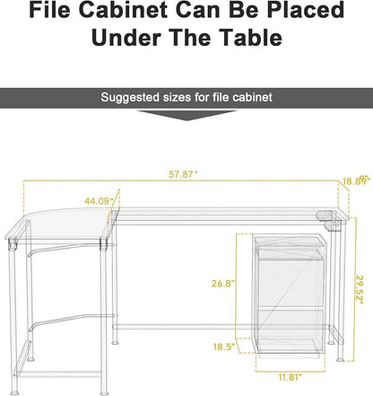 Teraves Modern L Shaped Gaming Desk 58'' Corner Computer Desk for Home Office Gaming Table Study Writing Workstation for Small Space, Easy to Assemble