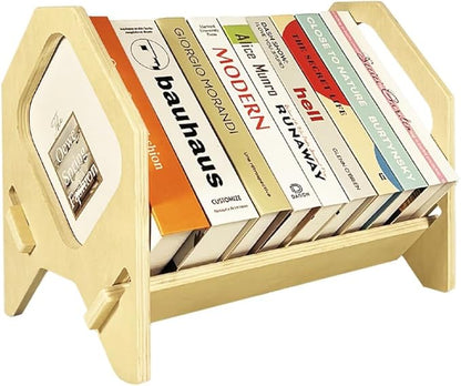 Desktop Bookshelf, Stackable Book Organizer with Handle, Storage Rack for CD/Magazine/File Folder, Portable Small Bookshelf for Study, Living Room, Kid's Room, No Nails, Small Size