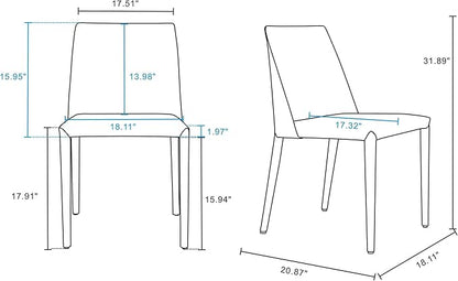 Manhattan Comfort Paris 8-Piece Leather Dining Chair and Armchair Set, Upholstered in Luxurious Saddle Material, Metal Frame, Ideal for Industrial and Coastal Homes, No Assembly, Coral