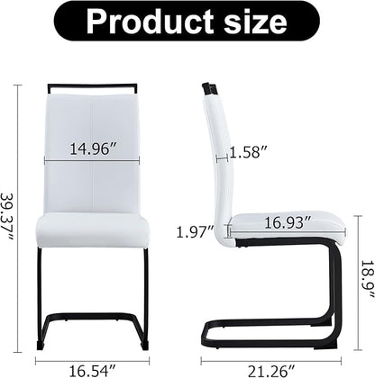 Dining Chairs Set of 8, Black Faux Leather with Metal Frame, Modern Kitchen Chairs with Padded Seat High Back for Dining Room, Kitchen, Living Room