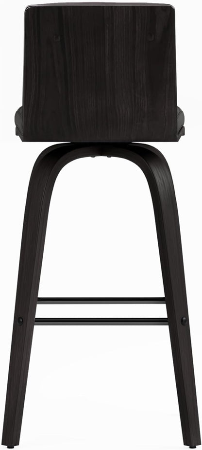 Armen Living Vienna 26" Swivel Counter Stool in Black Wood Finish with Gray Faux Leather - Set of 4