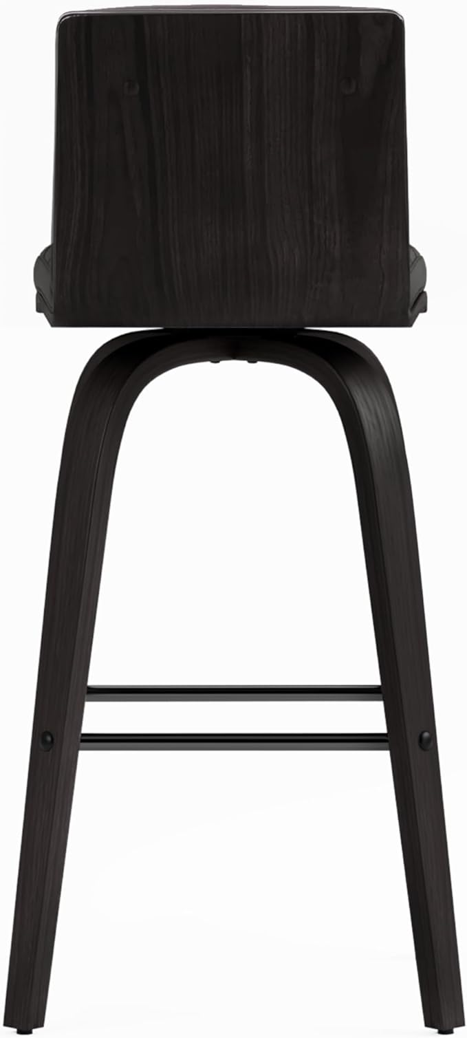 Armen Living Vienna 26" Swivel Counter Stool in Black Wood Finish with Gray Faux Leather - Set of 3