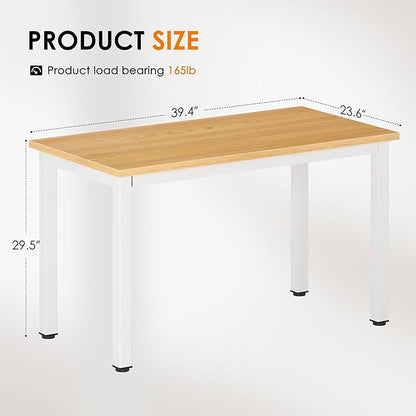 DlandHome 39 inches Small Computer Desk for Home Office Activity Table Writing Table for Small Spaces Study Table Student Laptop Desk (39 inch, Teak + White)