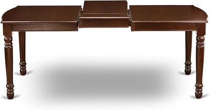 East West Furniture DODA9-MAH-26 9 Piece Dinette Set Includes a Rectangle Dining Table with Butterfly Leaf and 8 Polyester Fabric Parson Kitchen Chairs, 42x78 Inch, Mahogany
