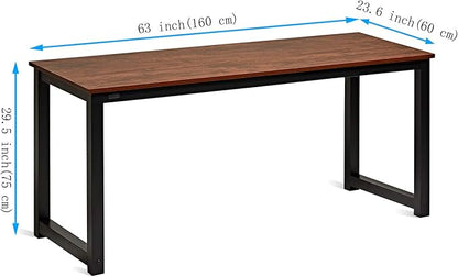 Decoholic 47 Inch Computer Desk, Home & Office PC Laptop Study Writing Table Workstation with Leg Bars, Modern Simple Industrial Style, Rustic Brown