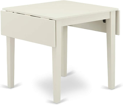 East West Furniture NDGR5-LWH-W 5 Piece Dining Room Furniture Set Includes a Rectangle Kitchen Table with Dropleaf and 4 Dining Chairs, 30x48 Inch, Linen White