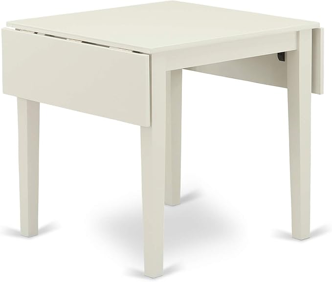 East West Furniture NDGR3-LWH-W 3 Piece Dining Set Contains a Rectangle Dining Room Table with Dropleaf and 2 Kitchen Chairs, 30x48 Inch, Linen White