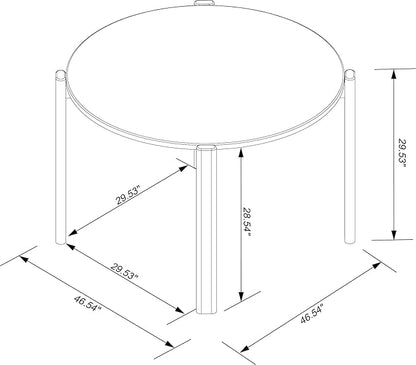 Manhattan Comfort Gales 46-Inch Mid Century Modern Round Dining Table for 2-4 Person, Minimalist Home Furniture with Solid Eucalyptus Wood Legs, Matte Black