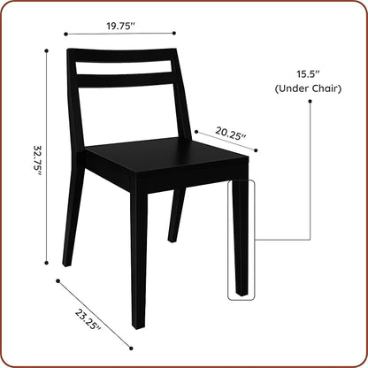 Grain & Grove Davie Dining Room Chairs Set of 4, Solid Wood Modern Kitchen Chair for Living Room, Kitchen, Black
