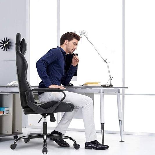 BestOffice High-Back Gaming Chair PC Office Chair Computer Racing Chair PU Desk Task Chair Ergonomic Executive Swivel Rolling Chair with Lumbar Support for Back Pain Women, Men,Blue