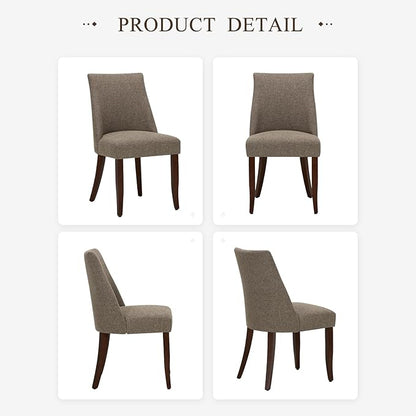 COLAMY Upholstered Dining Chairs Set of 6, Mid Century Modern Kitchen Chairs with Back, Farmhouse Fabric Side Dining Room Chairs with Wood Legs for Dining Room Restaurant, Brown