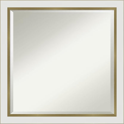 Amanti Art White Bathroom Mirror for Over Sink, 23x23 Eva White Gold Narrow Square Vanity Mirror, Medium Modern Contemporary Frame, Hangs Horizonally and Vertically, Bathroom Wall Decor, Beveled Edge