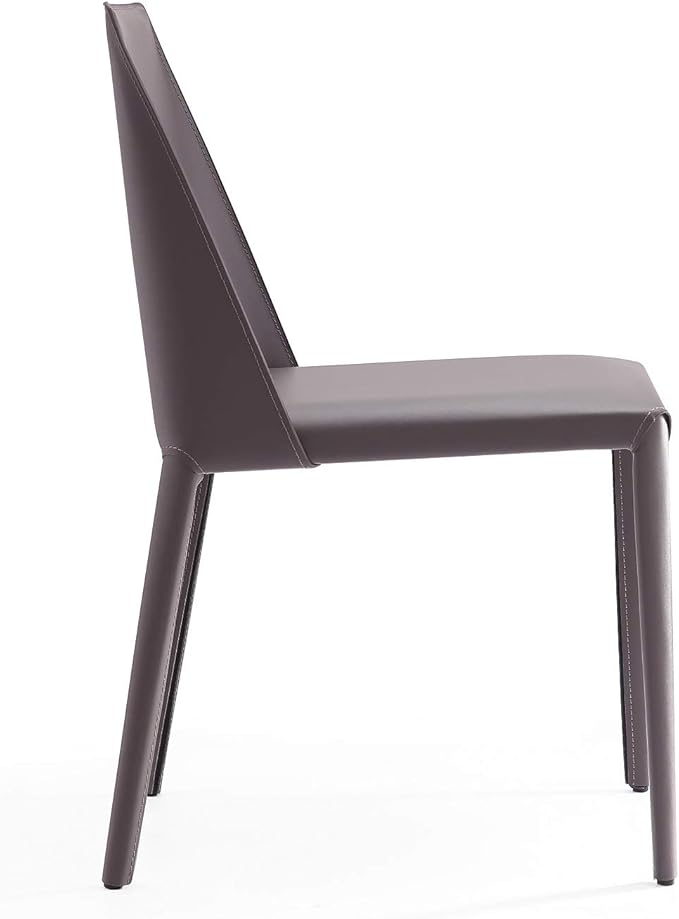 Manhattan Comfort Paris 8-Piece Leather Dining Chair and Armchair Set, Upholstered in Luxurious Saddle Material, Metal Frame, Ideal for Industrial and Coastal Homes, No Assembly, Grey