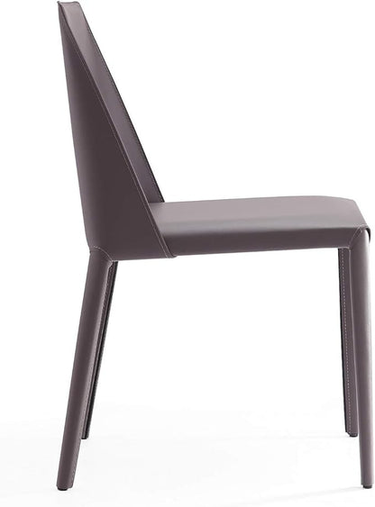 Manhattan Comfort Paris 8-Piece Leather Dining Chair and Armchair Set, Upholstered in Luxurious Saddle Material, Metal Frame, Ideal for Industrial and Coastal Homes, No Assembly, Grey