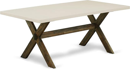 East West Furniture X727VE703-9 9 Piece Kitchen Table Set Includes a Rectangle Dining Table with X-Legs and 8 Brown Linen Fabric Parson Dining Room Chairs, 40x72 Inch, Multi-Color