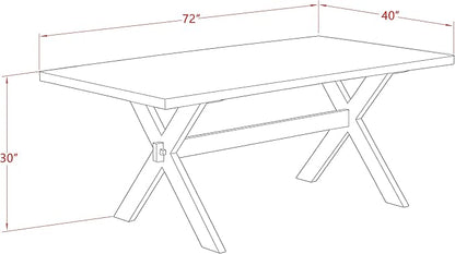 East West Furniture X627EL121-6 6 Piece Dinette Set Contains a Rectangle Dining Room Table with X-Legs and 4 Blue Linen Fabric Parson Chairs with a Bench, 40x72 Inch, Multi-Color