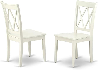 East West Furniture MZCL5-LWH-W 5 Piece Dinette Set for 4 Includes a Rectangle Dining Room Table with Dropleaf and 4 Dining Chairs, 36x54 Inch, Linen White