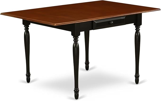 East West Furniture MZNO3-BCH-W 3 Piece Dining Table Set for Small Spaces Contains a Rectangle Dining Room Table with Dropleaf and 2 Wooden Seat Chairs, 36x54 Inch, Black & Cherry