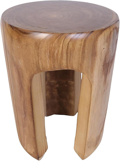 Athaliah Rustic Wood Side Table, 17.75”H Tree Stump End Table, Round Wooden Stool for Living Room, Bedroom, Garden, Patio, Lawn, Home Decor