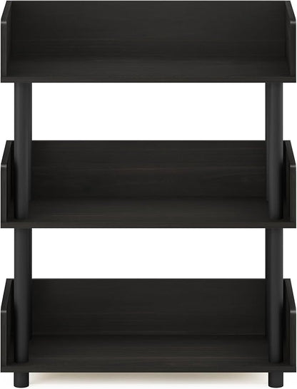 Furinno Turn-N-Tube 3-Tier Multipurposes Display Rack, Open Shelf Rack/Storage with Back & Side Panel, Espresso