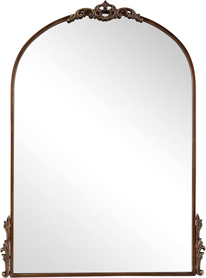 Kate and Laurel Myrcelle Traditional Arched Mirror; 25 x 33; Bronze; Decorative Vintage Arch Mirror with Ornate Garland Detailing Along The Crown and Edges of The Frame