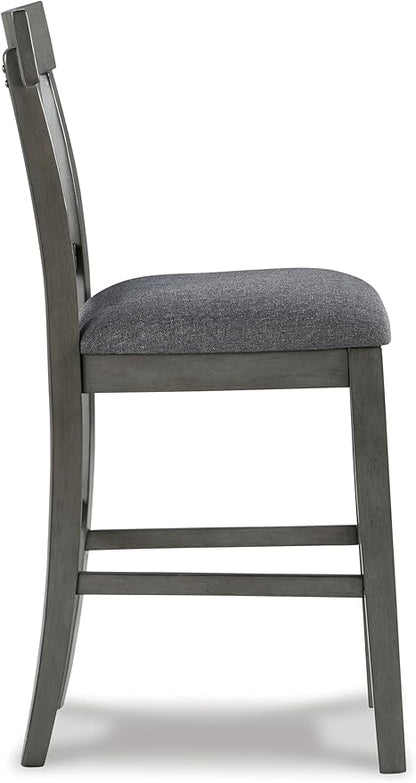 Signature Design by Ashley Hallanden Modern Farmhouse 25.75" Counter Height Upholstered Barstool, Set of 2, Dark Gray