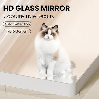 White Bathroom Mirror 24x36 Inch, White Metal Framed Bathroom Mirror for Wall, Rounded Rectangle Matte Bathroom Vanity Mirror, Tempered Glass, Anti-Rust, Horizontal/Vertical
