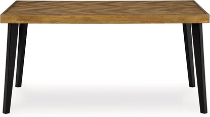 Signature Design by Ashley Blondon Rustic Chevron Dining Table and 6 Chairs, Set of 7, Black & Light Brown