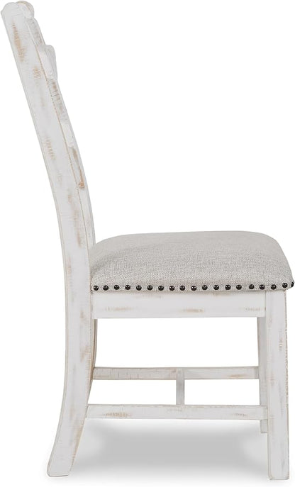 Signature Design by Ashley Valebeck Vintage Farmhouse Cushioned Dining Chair, 2 Count, Whitewash