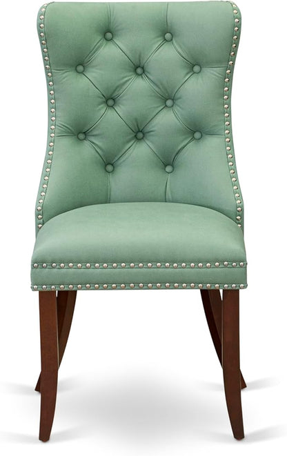 East West Furniture DODA9-MAH-22 9 Piece Dining Set Consists of a Rectangle Kitchen Table with Butterfly Leaf and 8 Polyester Fabric Upholstered Chairs, 42x78 Inch, Mahogany